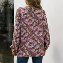 Floral Patterned Women's Blouse with Ruffle Accents