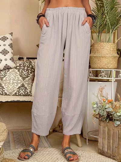 Women's Palazzo Pants with Elastic Waist and Pockets