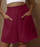 Women's Cotton Shorts with Elastic Waist and Pockets
