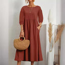 Women's Maxi Dress with Airy Sleeves & Pockets