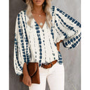 Women's V-Neck Blouse with Puff Sleeves