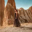 Chic Evening Dress with Star Appliqués in Sheer Fabric