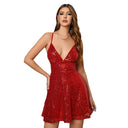 Chic Mini Party Dress with Deep V-Neck and Spaghetti Straps