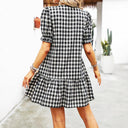 Chic Gingham Ruffle Dress with Bow Closure