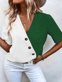 Chic Asymmetrical Blouse with Button Detail for Women