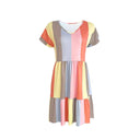 Modern Striped V-Neck Ruffle Dress for Women