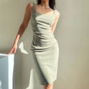Chic Ruffle Detail Women's Midi Dress