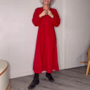 Chic V-Neck Maxi Dress with Long Sleeves