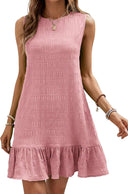 Ruffled Hem Textured Women's Dress