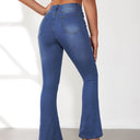 High-Waisted Flared Jeans with Button Accent