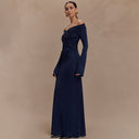 Chic Off-Shoulder Maxi Dress with Stylish Wrap Accents