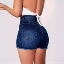 High-Waisted Frayed Hem Denim Shorts for Women