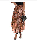 Trendy Leopard Print Maxi Skirt with Asymmetrical Hem for Women