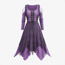 Gothic Lace-Trim Maxi Dress for Women