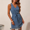 Polka Dot Women's Dress with Stylish Waist Belt