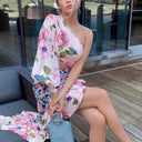 Floral Cut-Out Dress with Ruffle Hem Design