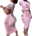 Chic Figure-Flattering Midi Dress with Cut-Outs