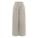 Women's Relaxed Linen Trousers with Elastic Waist and Convenient Pockets