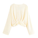 Chic Women's Blouse with Deep V-Neck and Gathering