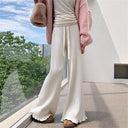 Flowy Knit Trousers with Chic Hem Design