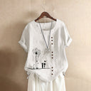 Floral-Embellished Women's Linen Shorts with Button Accents
