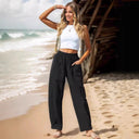 Women's Airy Leisure Pants with Stretchy Waistband and Multi-Purpose Pockets