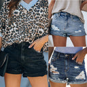 Vintage High-Waisted Frayed Hem Denim Shorts for Women