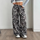 Floral Design Women’s Pants with Elastic Waistband