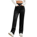 Women's High-Waisted Chino Trousers with Chic Button Placket