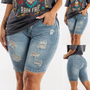 Fashion-Forward Women's High-Waisted Distressed Denim Shorts