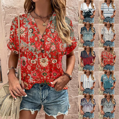 Chic Women's Short Sleeve Blouse