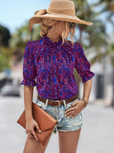 Botanical Gathered Blouse for Women