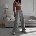 Women's Cargo Pants with Elastic Waist and Side Pockets