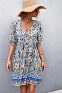 Floral Women's Dress in Flowing Fabric
