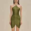 Elegant Women's Party Dress with Slit & Gold Accents
