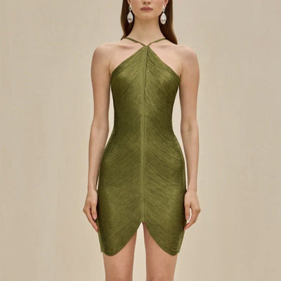 Elegant Women's Party Dress with Slit & Gold Accents