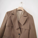 Chic Women's Striped Blazer with Stylish Collar and Ample Pockets