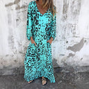 Chic Women's Maxi Dress with Deep V-Neck