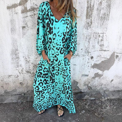 Chic Women's Maxi Dress with Deep V-Neck