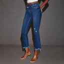 Trendy Women's Frayed Hem Bootcut Jeans