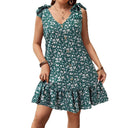 Chic Women's Summer Dress with Ruffle and Button Design