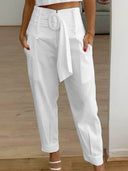 Chic Women's Chino Trousers with Stylish Belt and Pockets