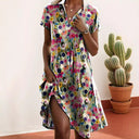 “Fresh Floral Button-Up Dress for Women”