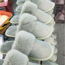 Sparkling Glitter Slippers with Plush Fur