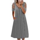 Off-Shoulder Women's Dress with Deep V-Neck Style