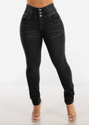 High-Waist Skinny Jeans with Stretchy Band