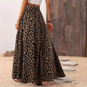 Leopard Print Maxi Skirt with Stretch Waist