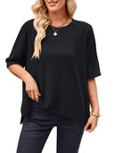 Trendy Oversized T-Shirt with Side Slits and Rolled Sleeves