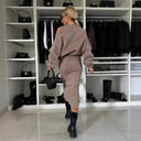 Women's Asymmetrical Hem Sweat Dress with Airy Sleeves