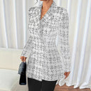 Chic Women's Check Pattern Long Blazer